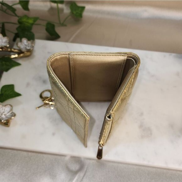 Authentic Dior Cannage Gold Wallet w/ Unbranded Conversion Chain - Picture 8 of 17